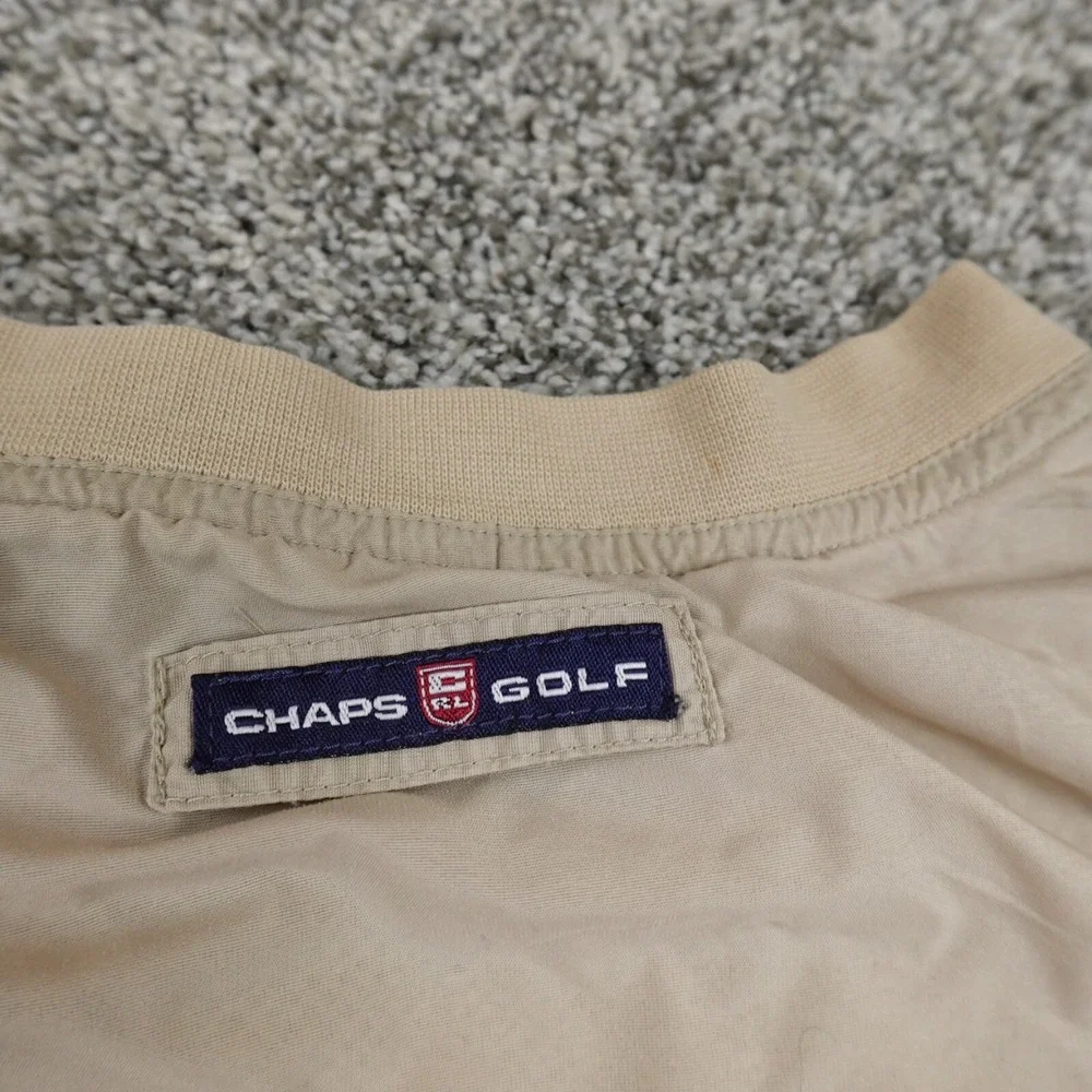 VTG Chaps Ralph Lauren Jacket Mens XL Beige Crest Lined Golf Windbreaker 90s Y2K